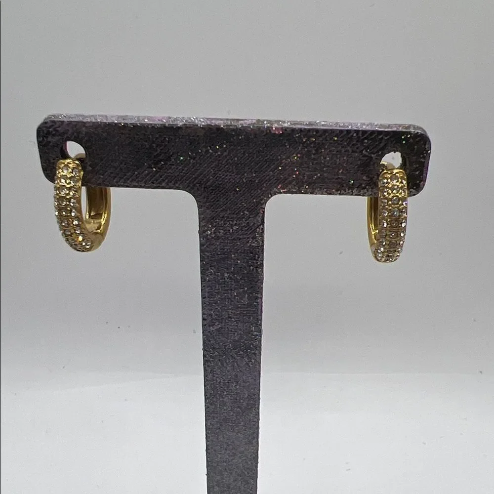 Gold Pavé Crystal Hoop Earrings - Women Jewelry
